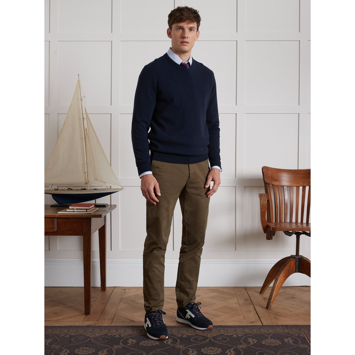 Pull col V  - Collection Cachemire marine, CYRILLUS