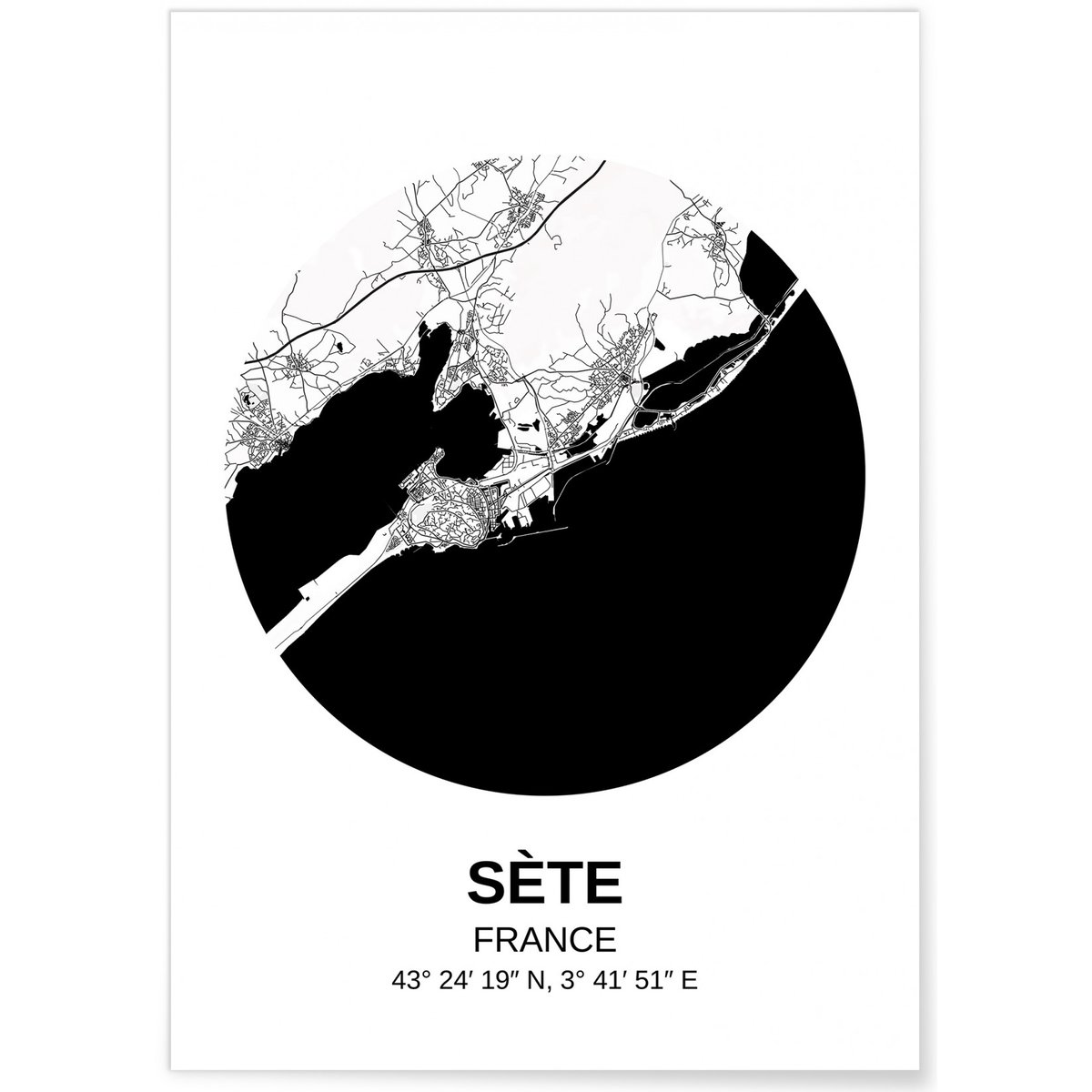 Affiche Carte Sète blanc, L'AFFICHERIE