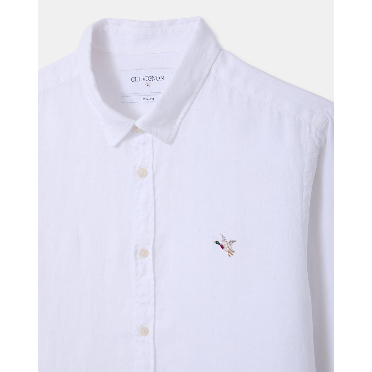 Chemise en lin LINO manches longues blanc, CHEVIGNON