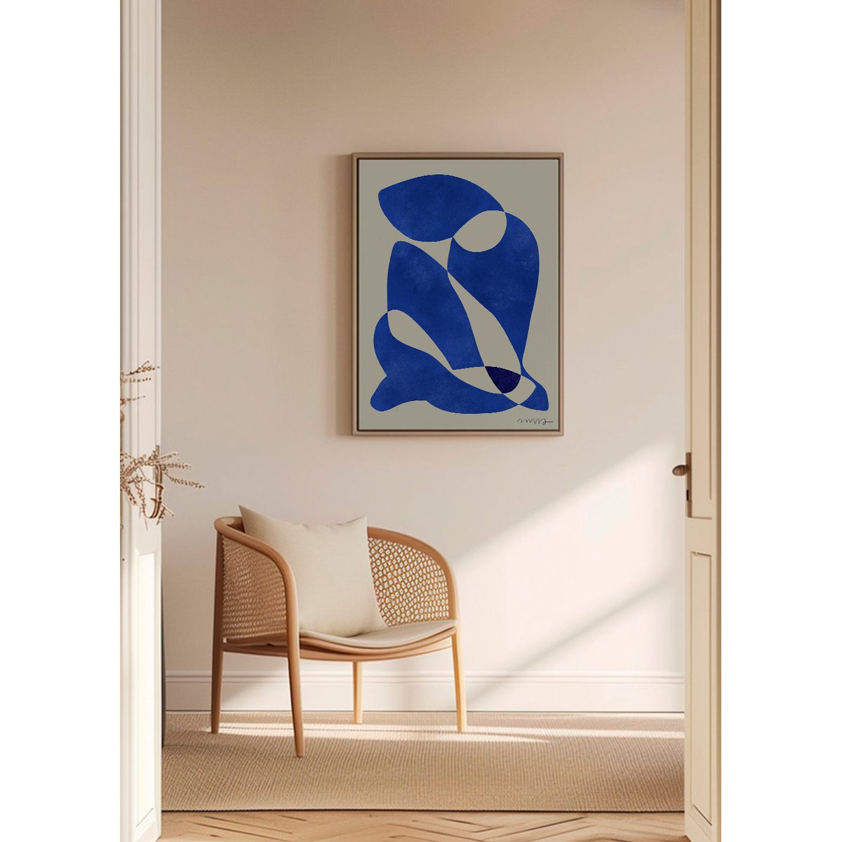 Toile avec cadre en bois, 50 x 70 cm beige, AUTRE TON