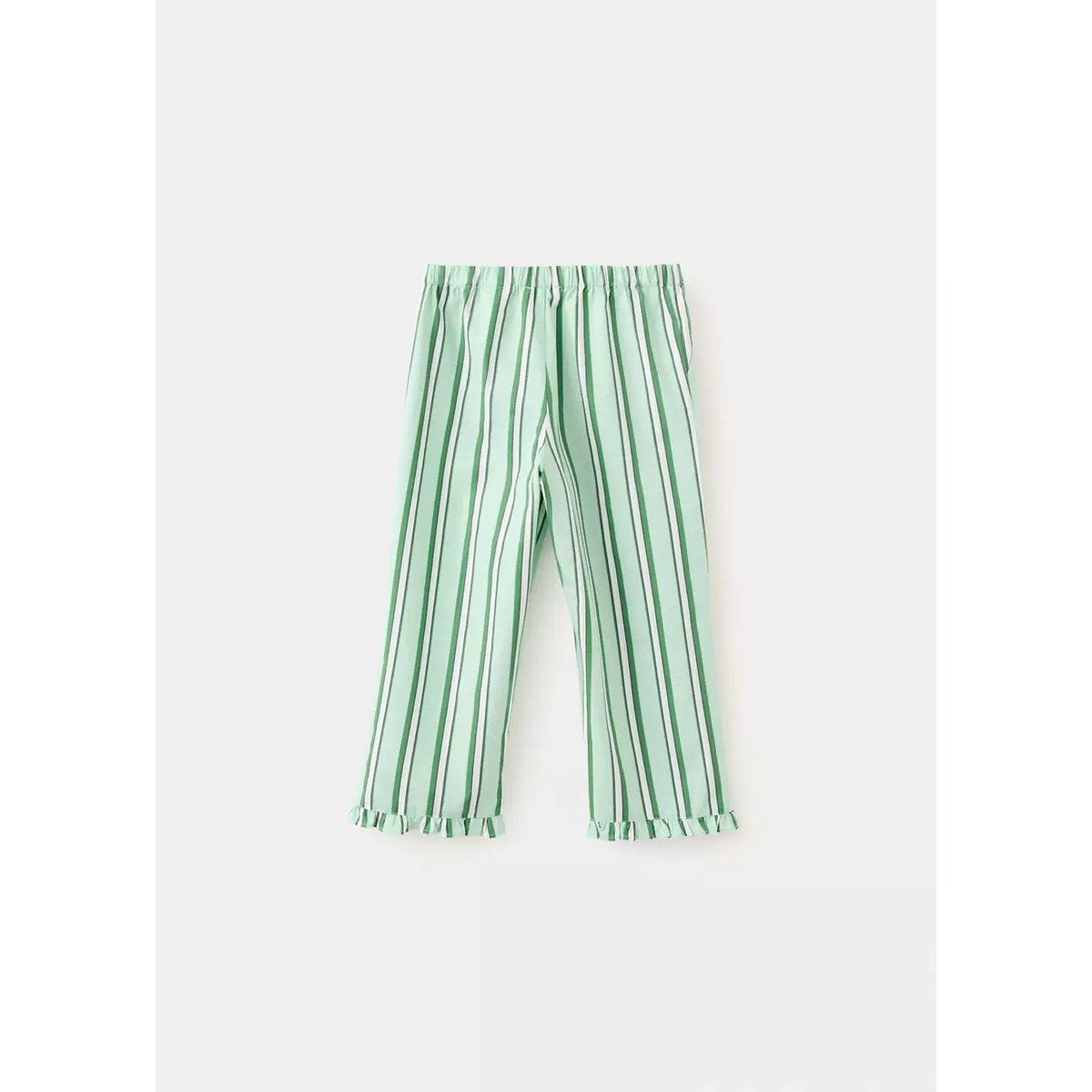 Pantalon rayé à volants vert, MANGO BABY
