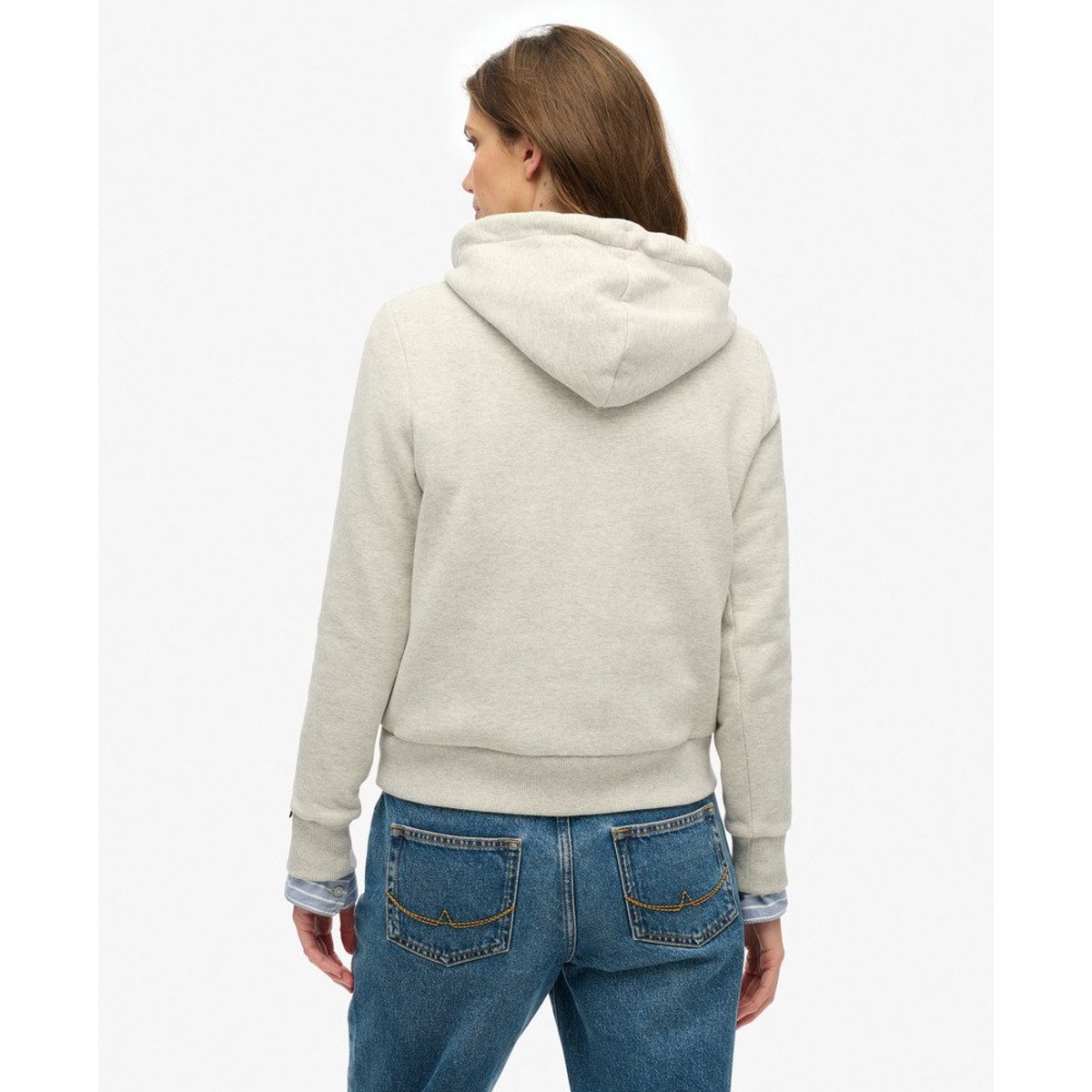 Sweat à capuche et rayures arc-en-ciel gris glacier chiné, SUPERDRY