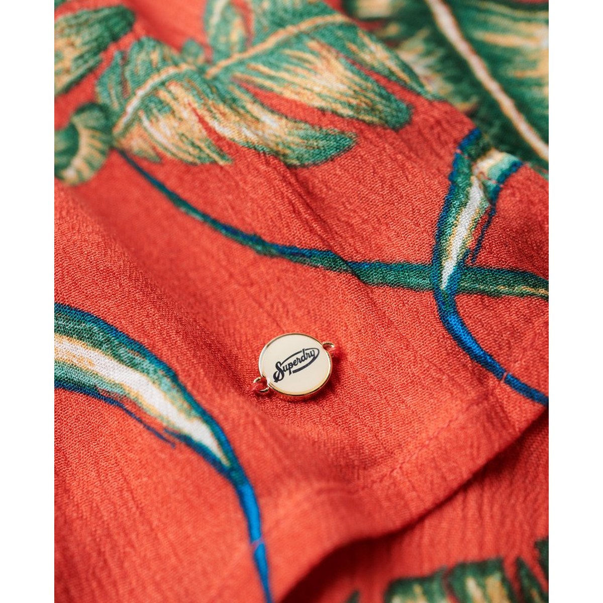 Robe de plage mi-longue smockée rouge hawaïen eden, SUPERDRY