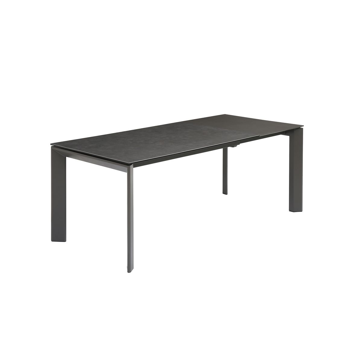 Table repas en céramique gris 140 cm avec allonge noir, ZAGO
