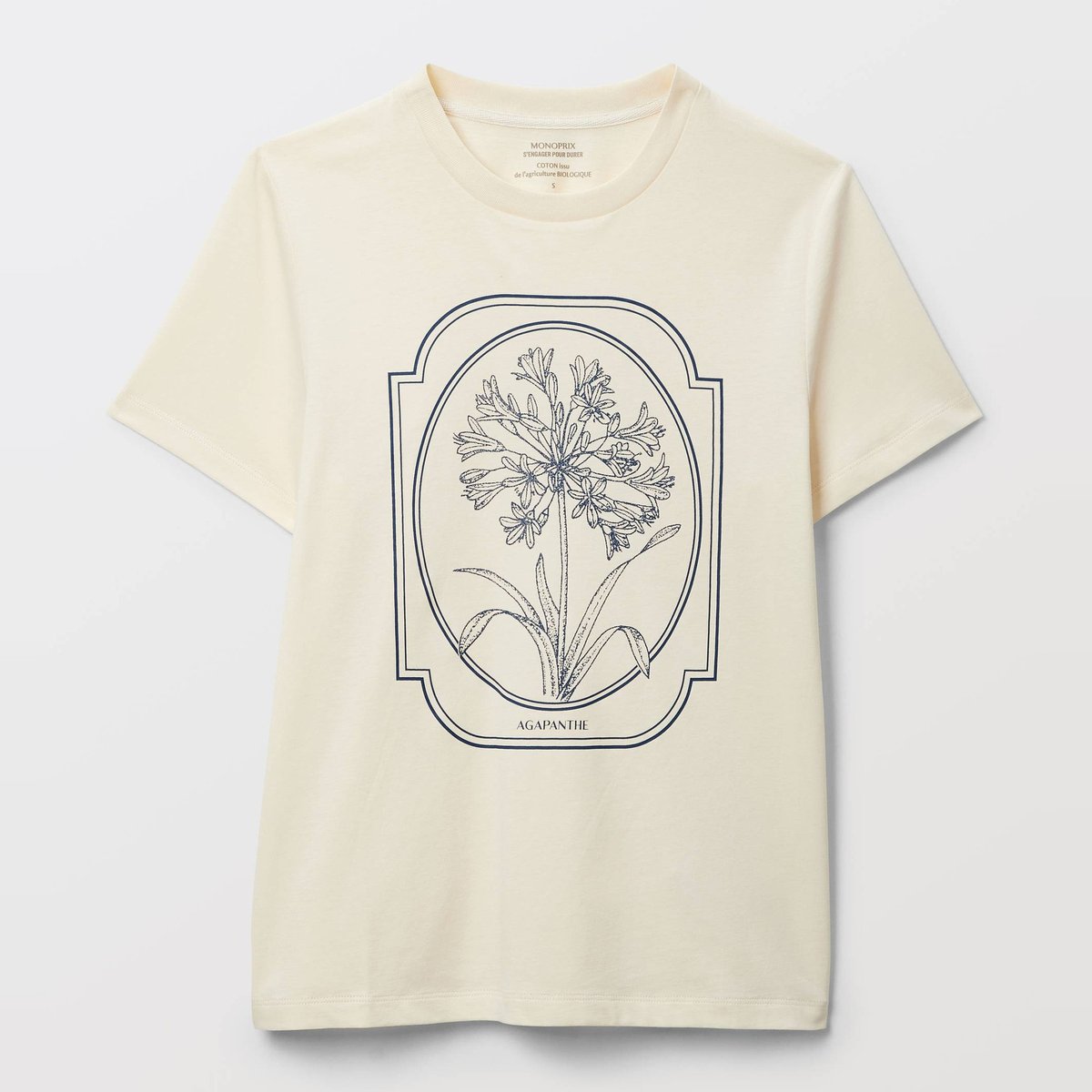 T-shirt à manches courtes avec imprimé placé butter cream, MONOPRIX