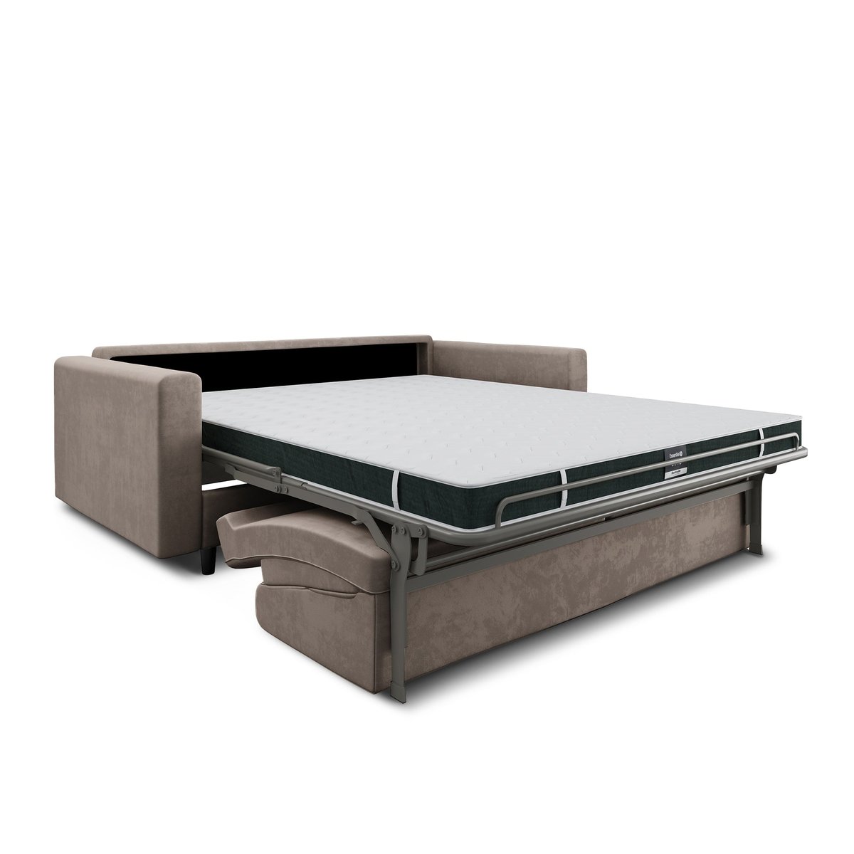 Canapé convertible express 3 places en velours Hailie Jade beige taupe, SIA HOME