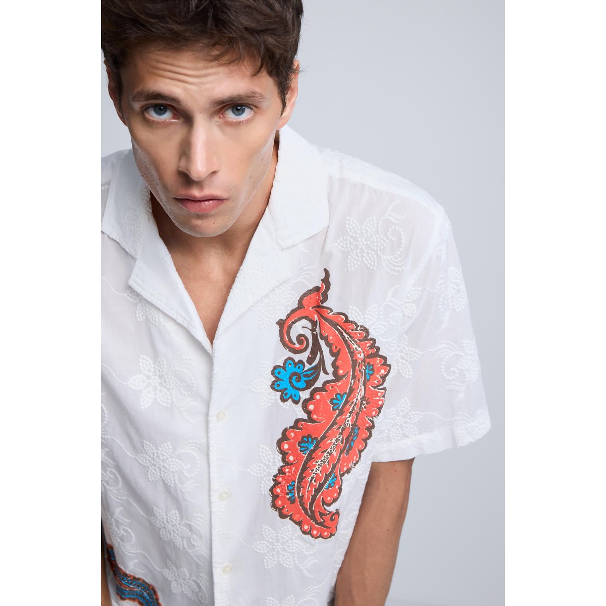 Chemise à manches courtes imprimée blanc, DESIGUAL