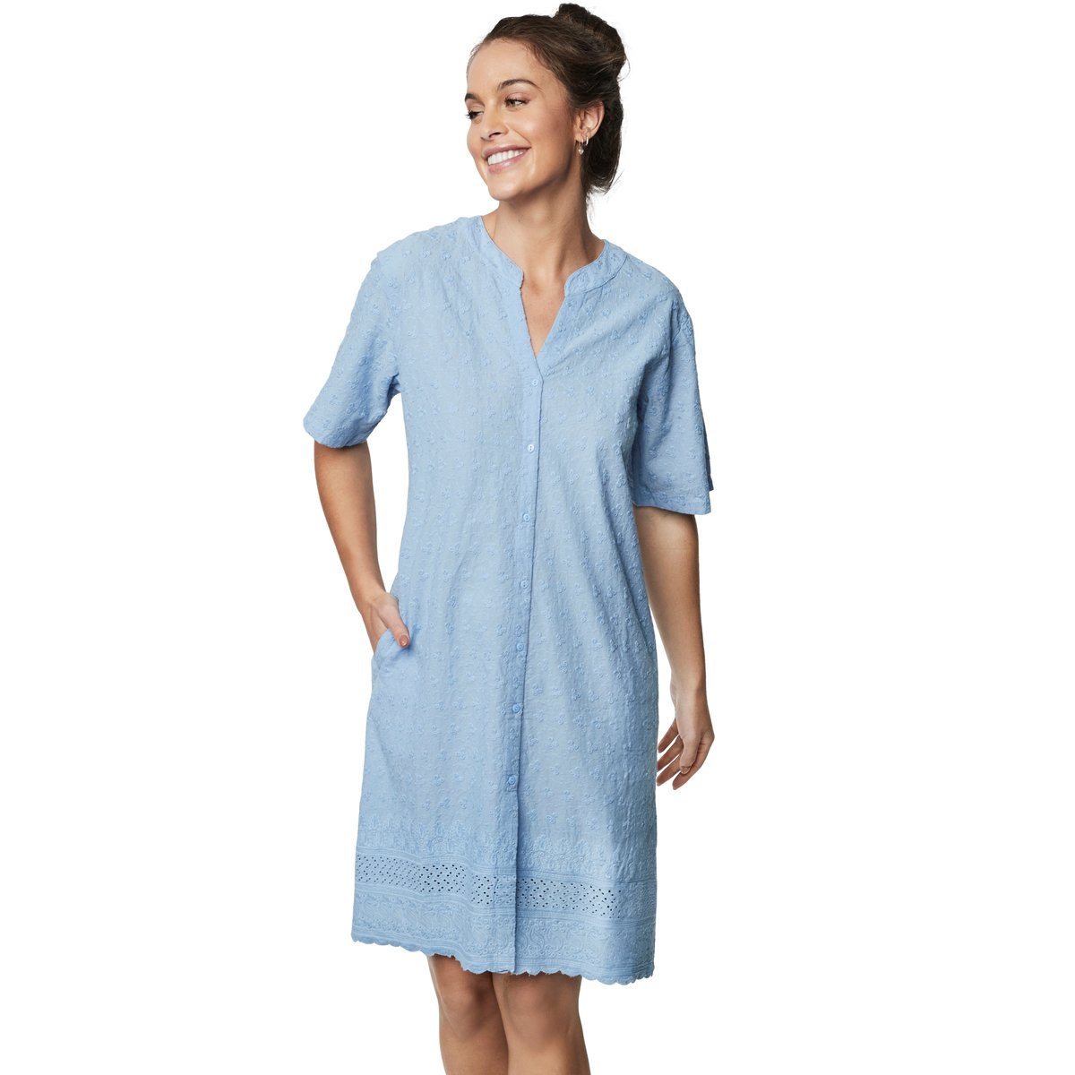 Chemise de nuit manches courtes HOMEWEAR P102 bleu, SELMARK