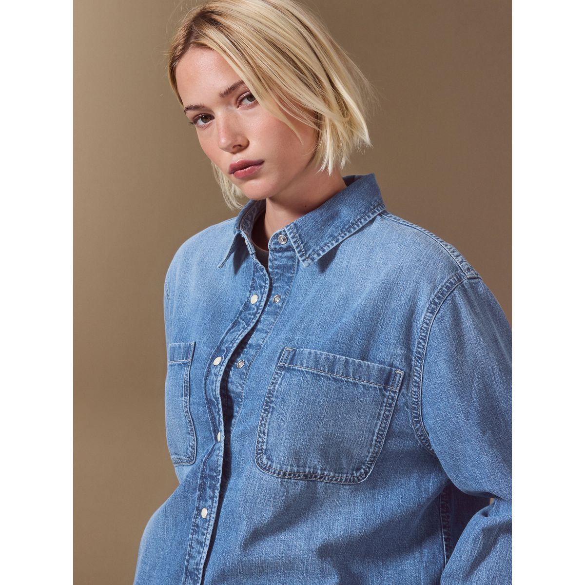 Chemise en jean à manches longues bleu moyen, NEXT
