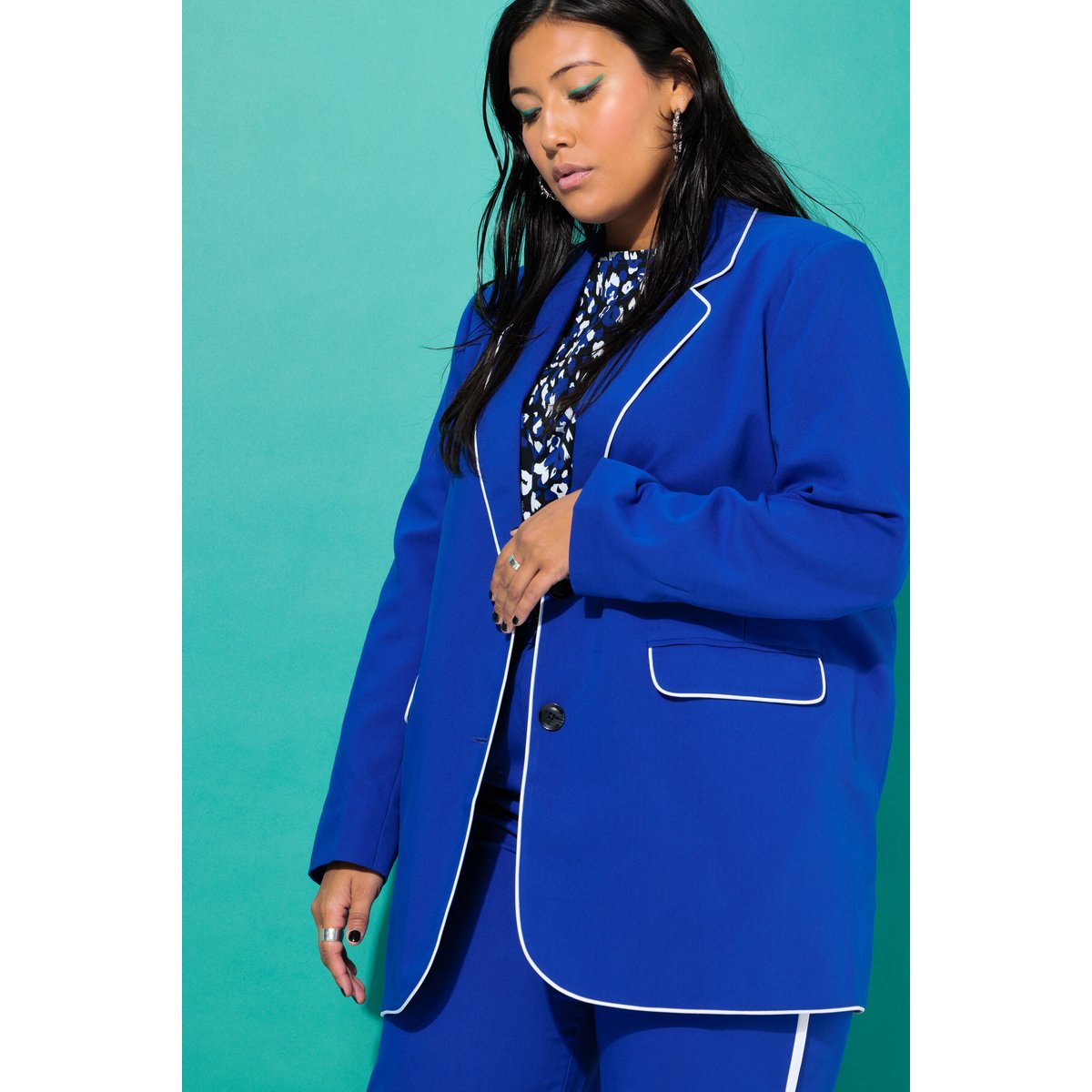 Blazer oversize avec passepoil bleu cobalt, STUDIO UNTOLD