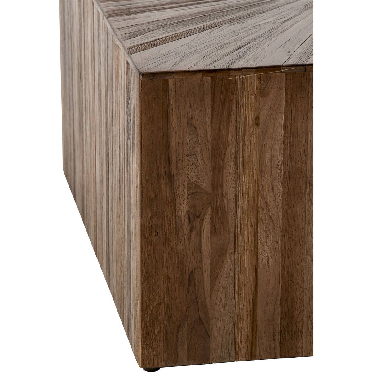 Lot de 3 tables basses cube en bois recyclé marron foncé, RECOLLECTION