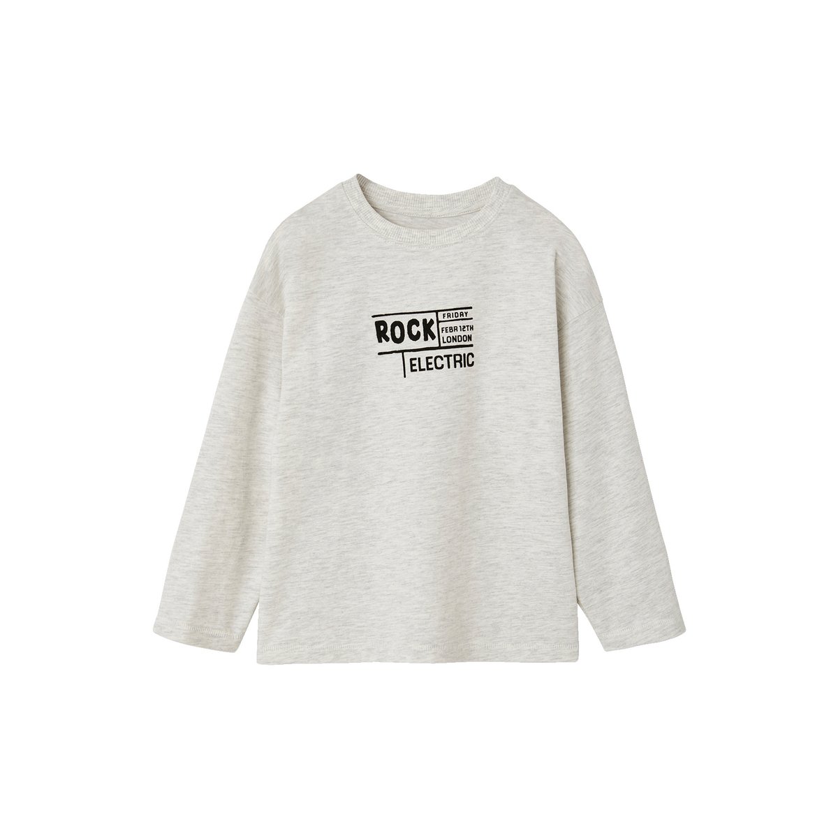 T-shirt manches longues blanc chiné, VERTBAUDET