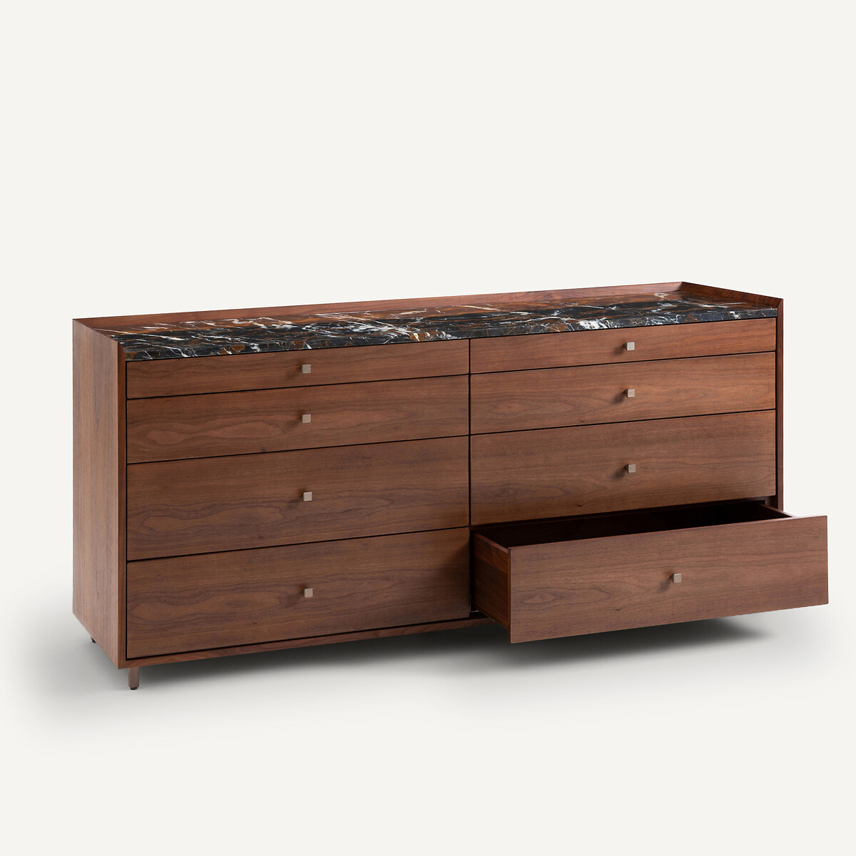Commode 6 tiroirs plaqué noyer marbre ambré, Noham marbre ambré, AM.PM