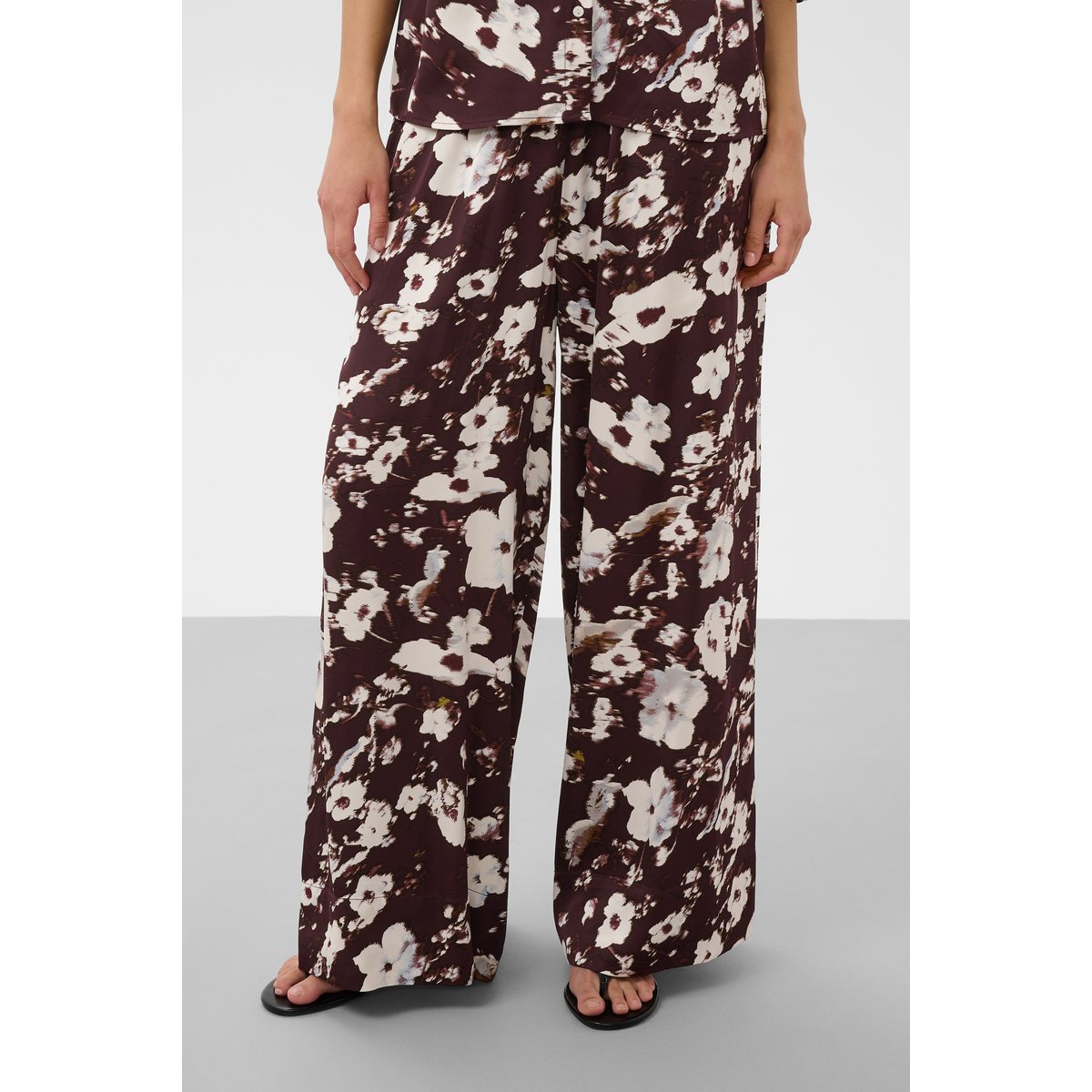 Pantalon Casual marron brown flower print, SOAKED IN LUXURY