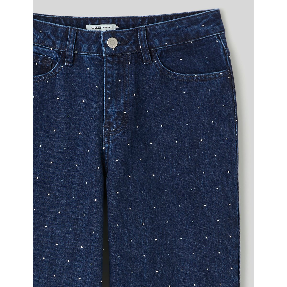 Jean straight à strass bleu moyen, BZB