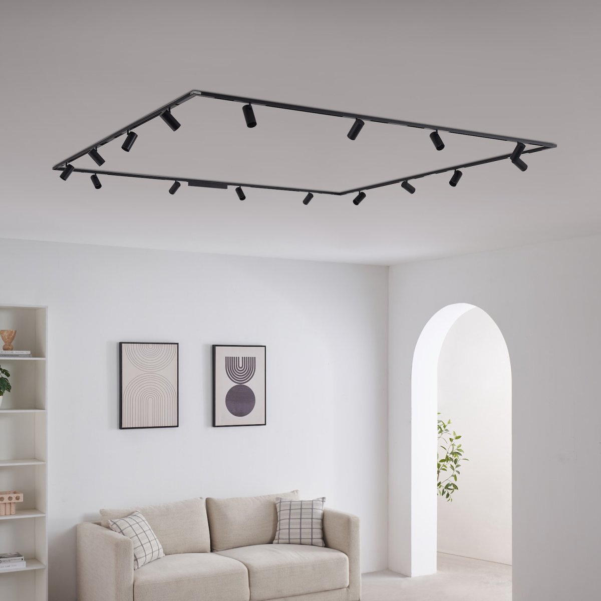 Pack rail magnétique 16 spots - LYNE noir, KOSILUM