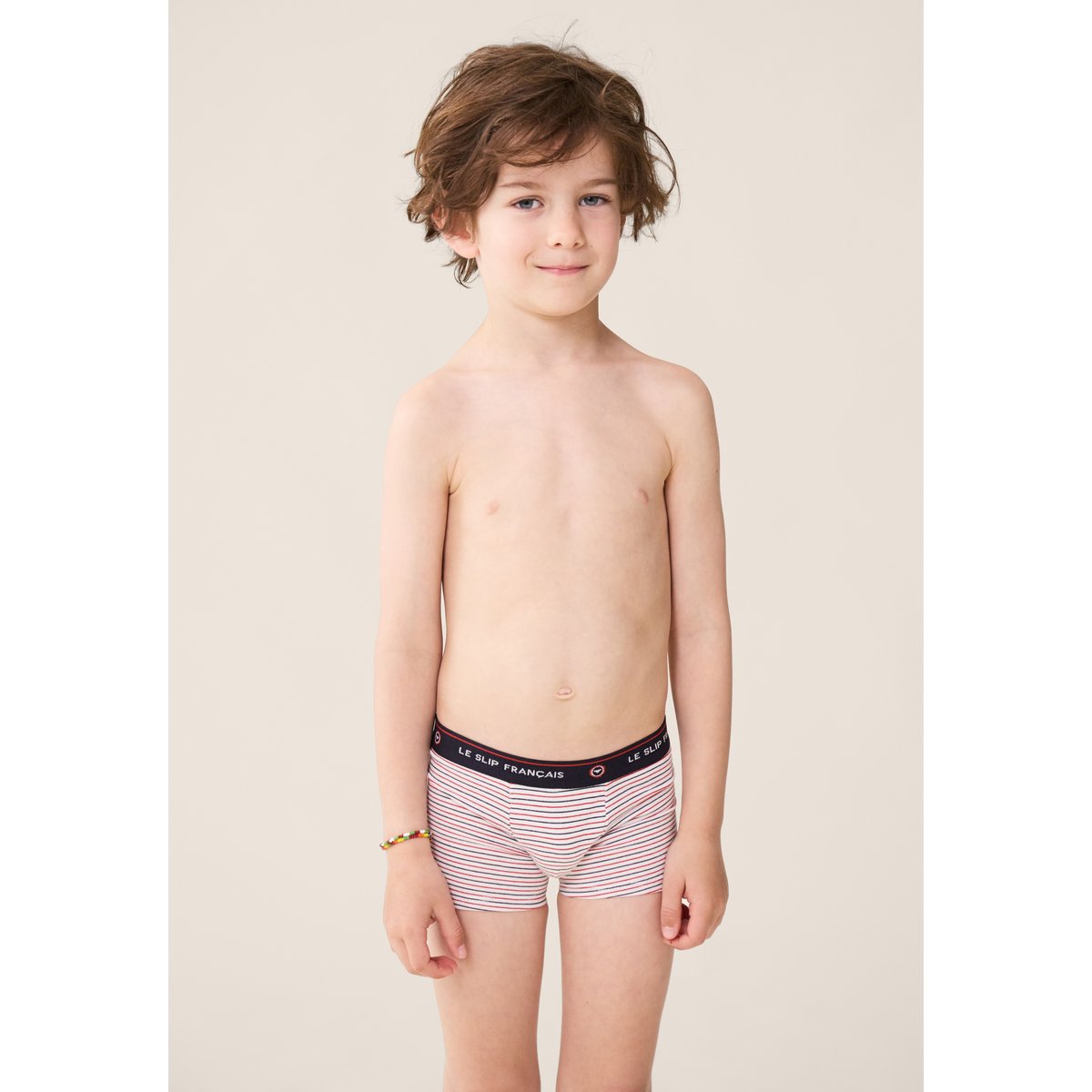 Lot de 5 Boxers Enfant en coton Petit Joseph marine rouge cerise rayures blanc, LE SLIP FRANCAIS