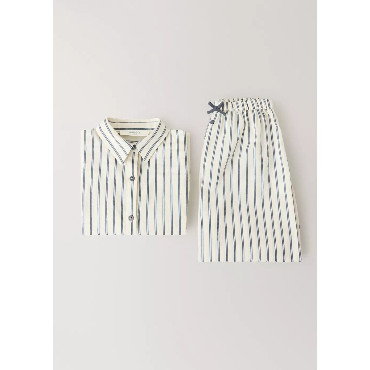 Pantalon de pyjama 100 % coton rayé gris anthracite, MANGO HOME