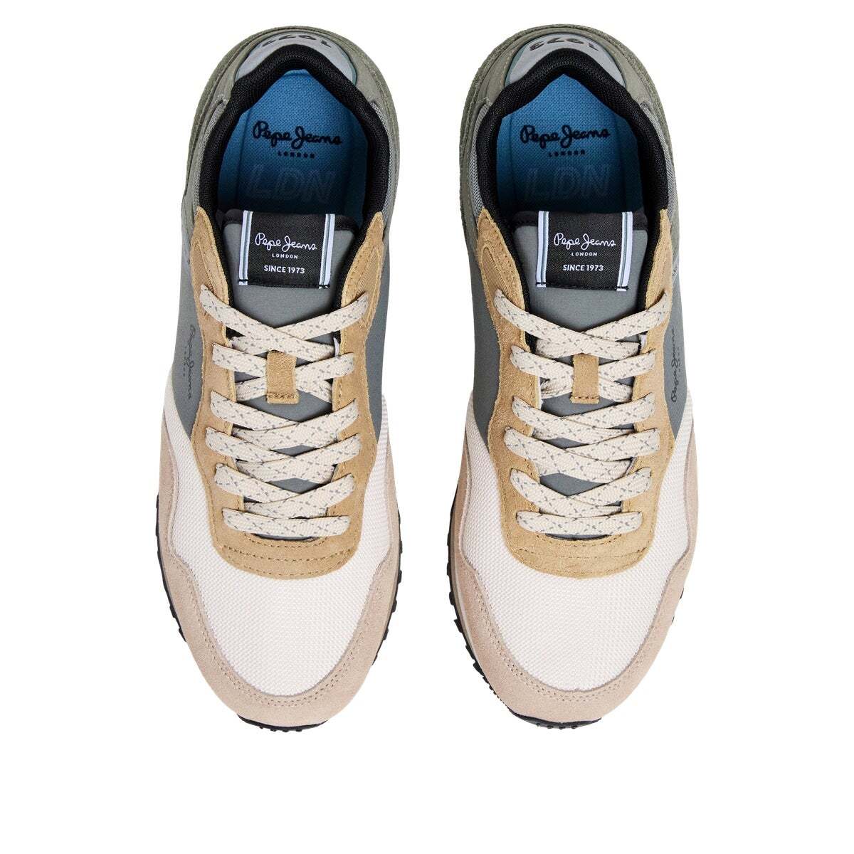 London - Baskets En Cuir Avec Détails En Daim beige clair, PEPE JEANS