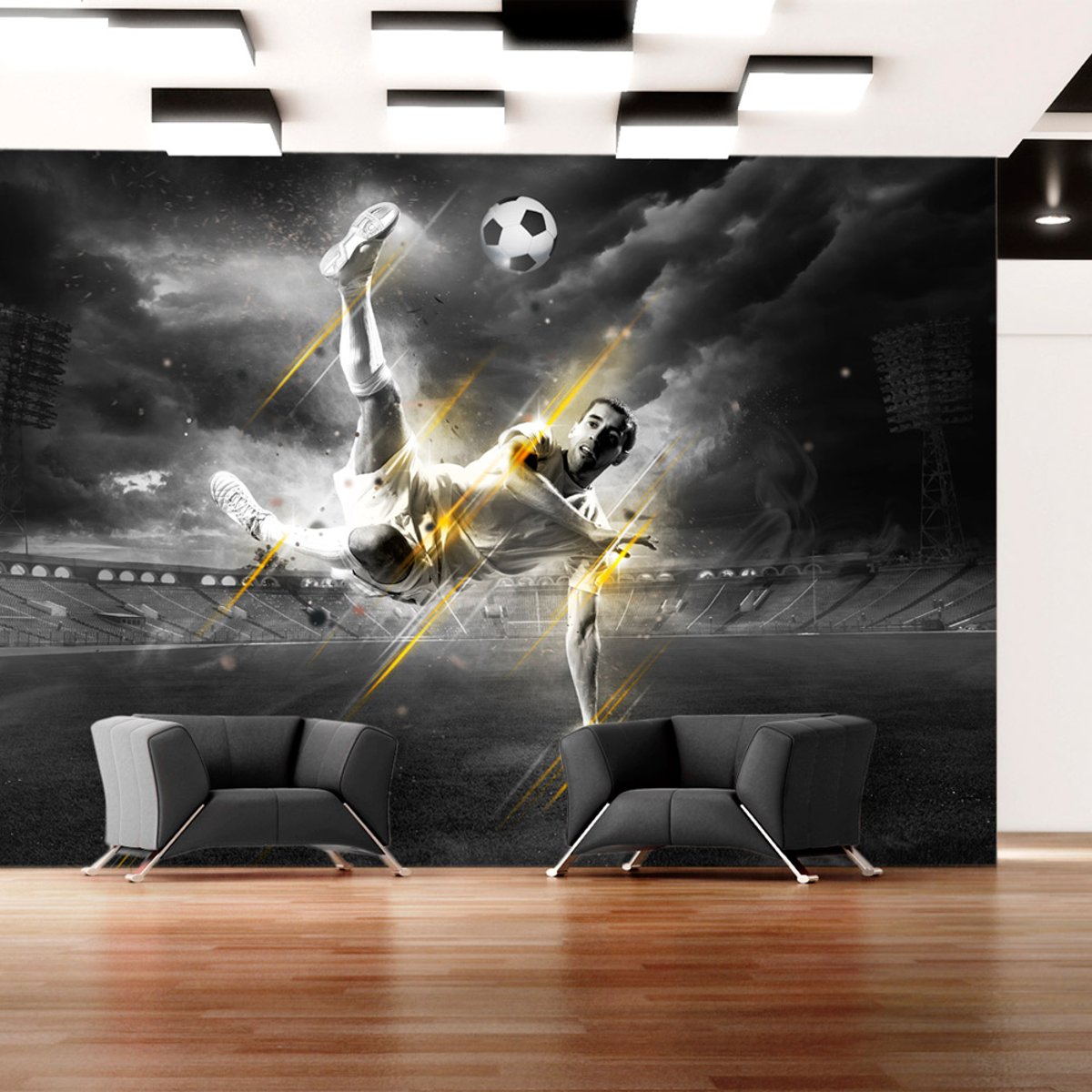 Papier peint intissé panoramique Hobby Football legend noir, EDEN