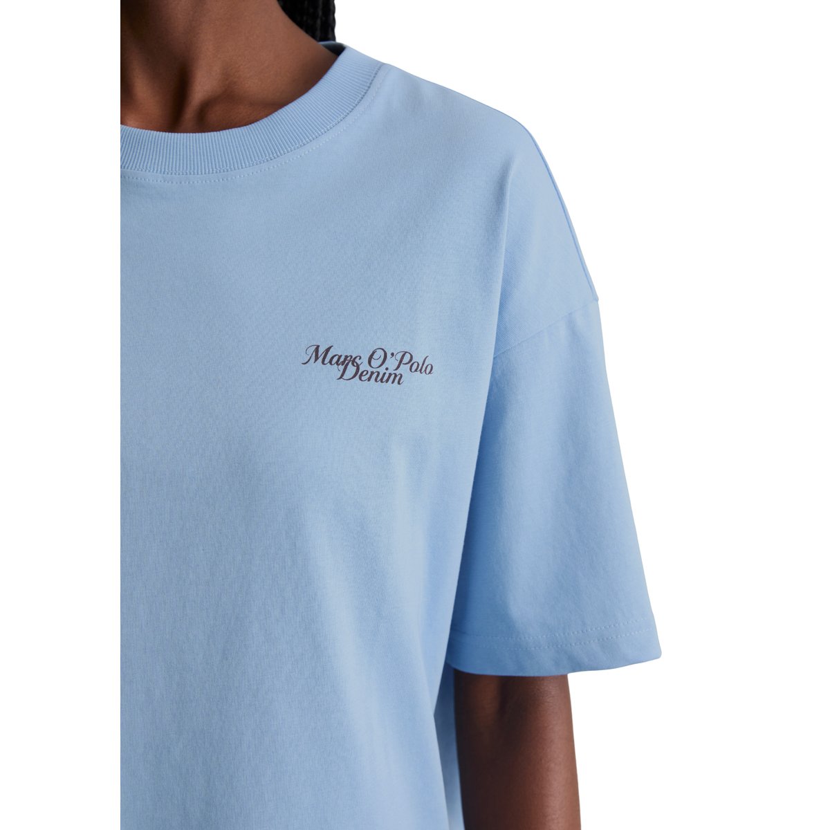 T-shirt à logo relaxed en coton organique bleu moyen, MARC O’POLO DENIM
