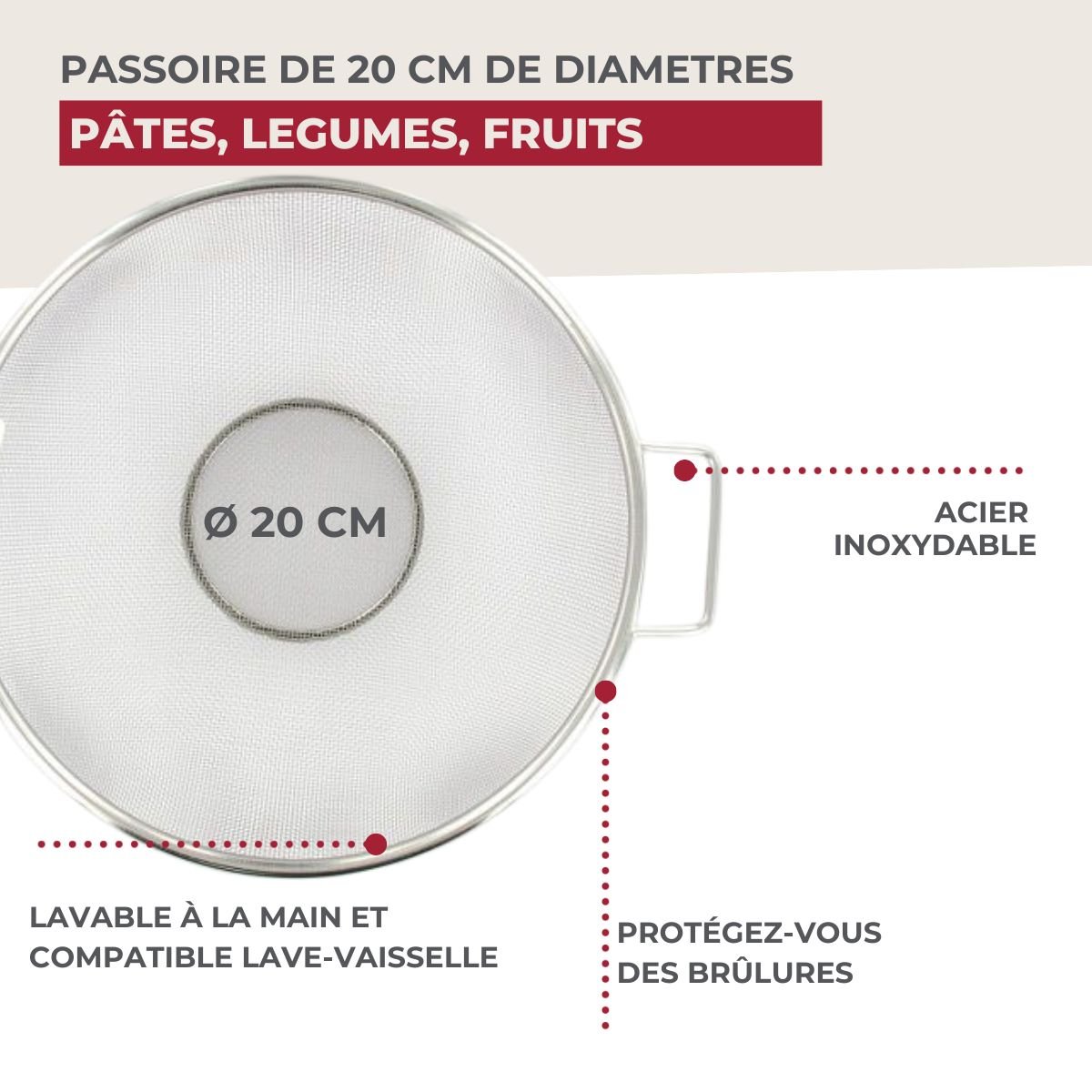 Passoire tamis gris, FACKELMANN