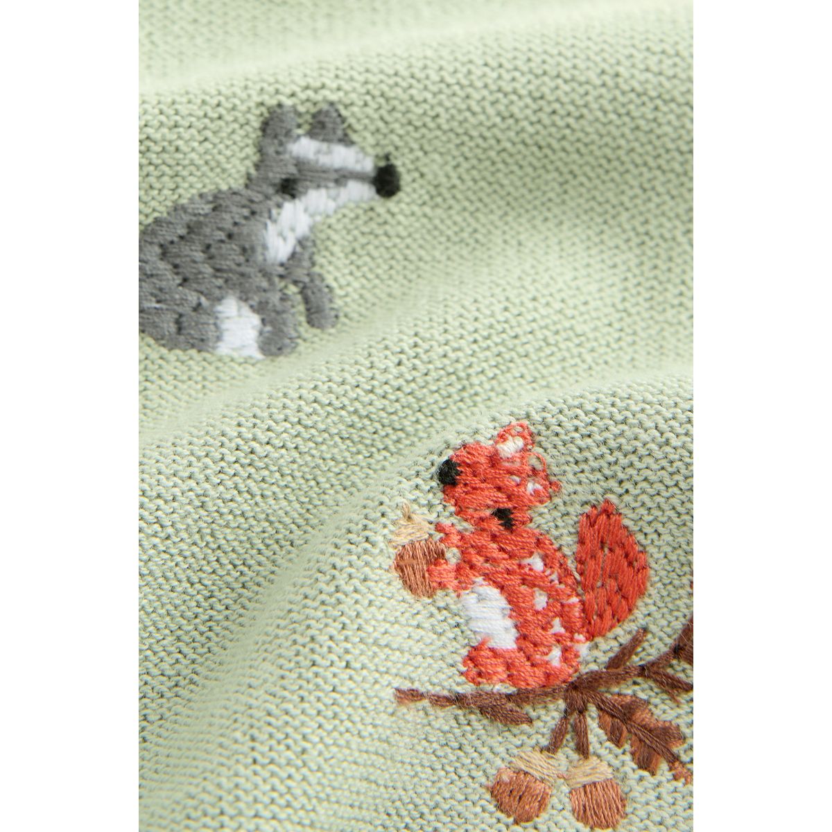 Polo en maille avec broderie sur l’ensemble vert sauge, NEXT
