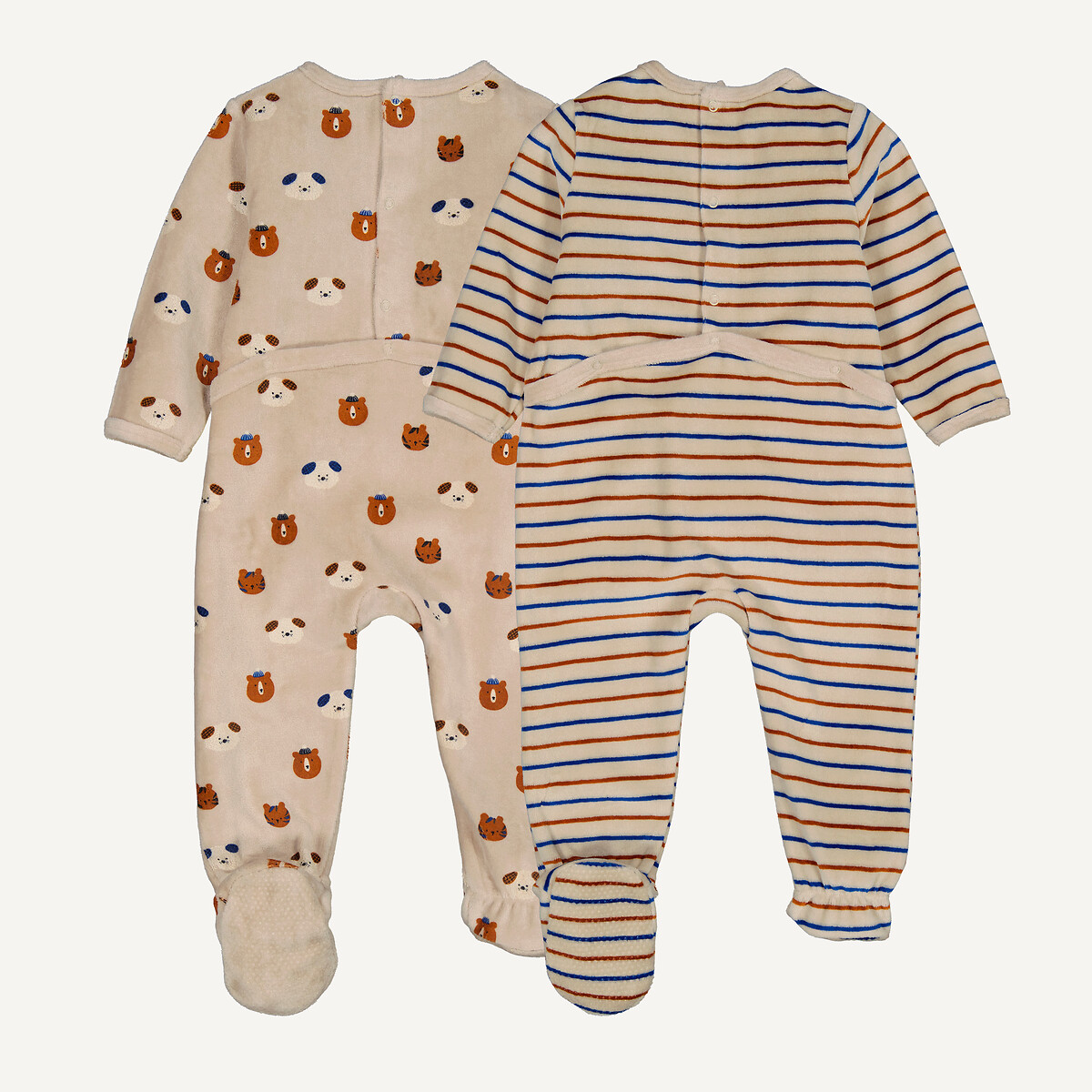 Lot de 2 pyjamas 1 pièce en velours, motif chien assortis, LA REDOUTE COLLECTIONS