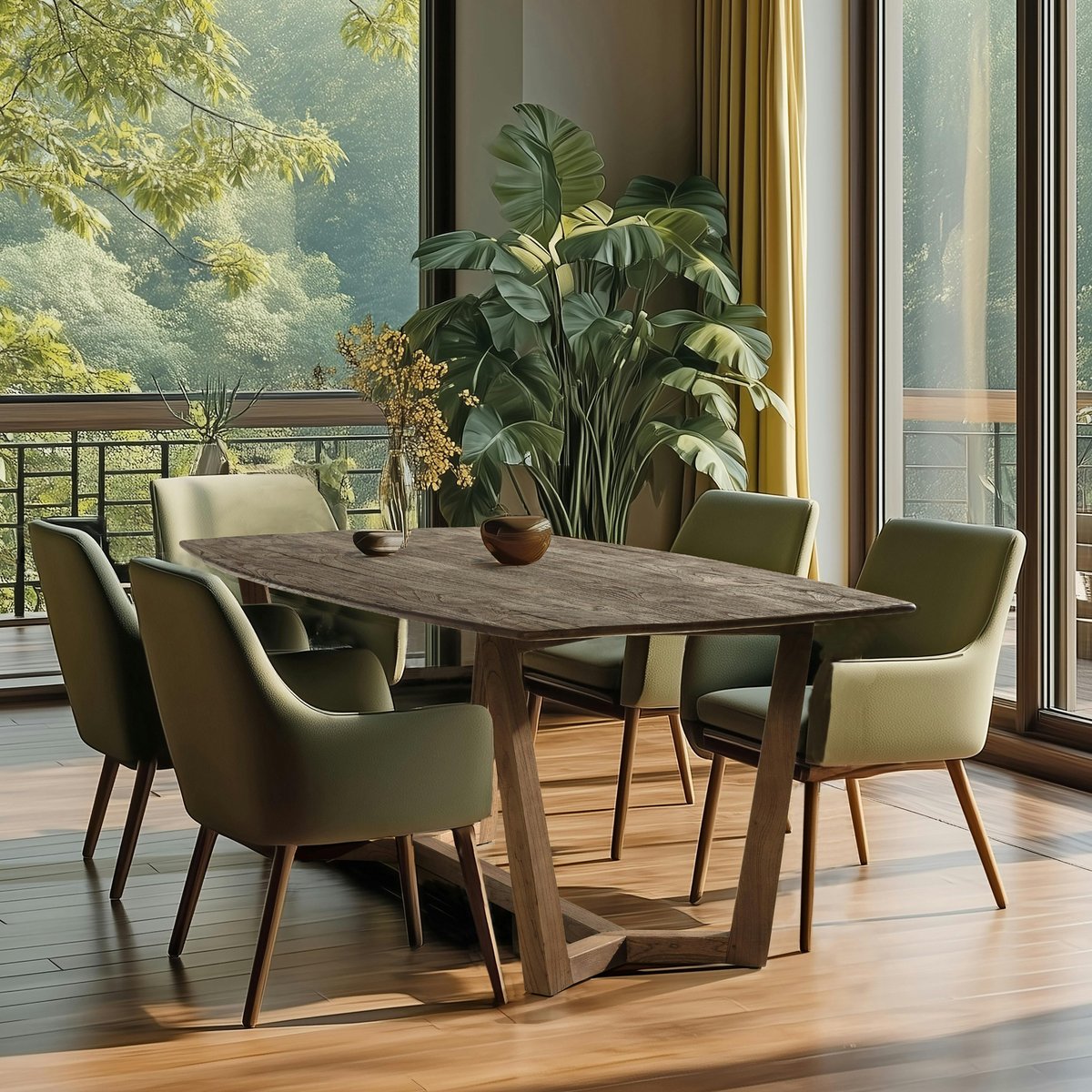 Table à manger rectangulaire 200x100cm bois de mindi ARCUS bois naturel, PIER IMPORT