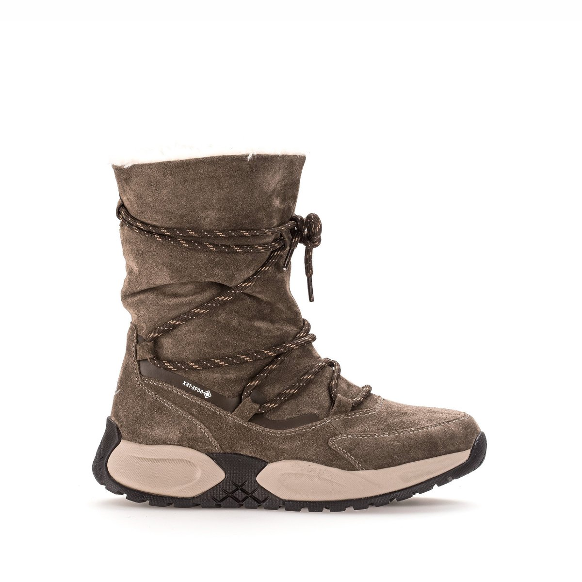 Bottines mid en velours à talon compensé taupe velours, GABOR