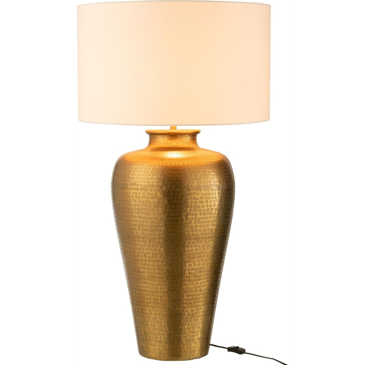 Lampe cylindre en aluminium au relief élégant doré et beige, RECOLLECTION