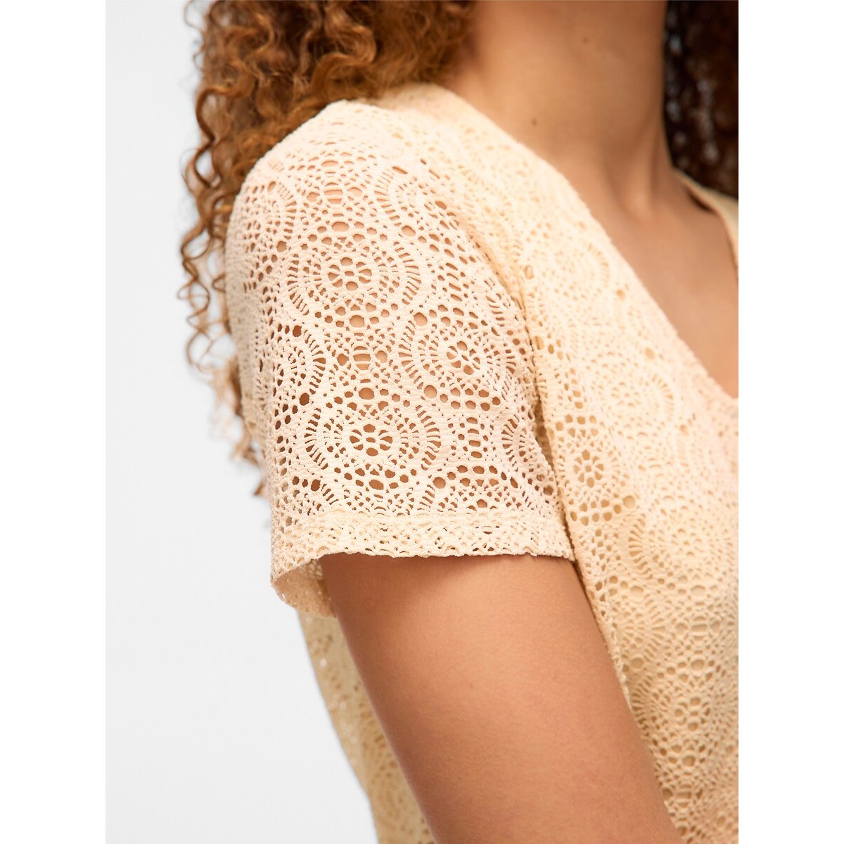 Blouse manches courtes ajourée ecru, VERO MODA