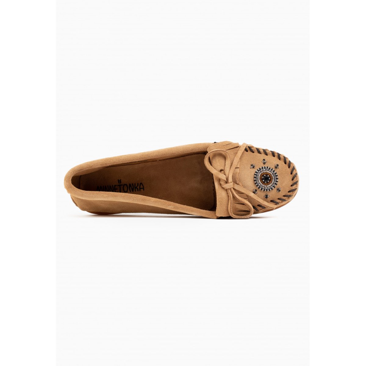 Mocassins en cuir suede ME TO WE taupe, MINNETONKA
