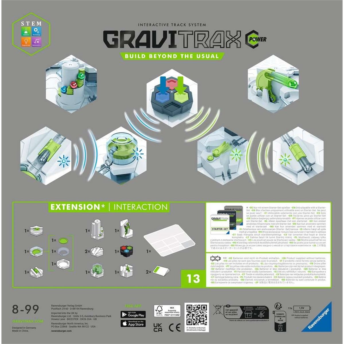 GraviTrax POWER Système de piste interactive blanc et vert, RAVENSBURGER