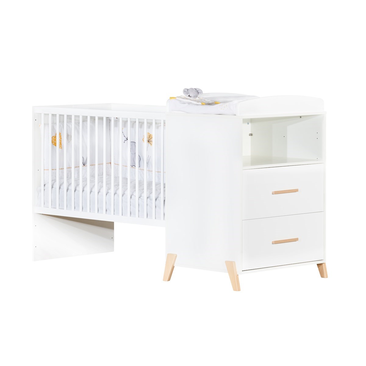 Lit combiné Evolutif en bois blanc/marron, BABY PRICE