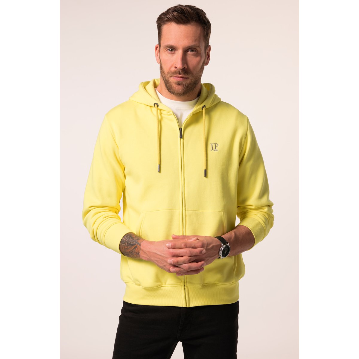 Sweat-shirt à capuche, en molleton jaune citron, JP1880