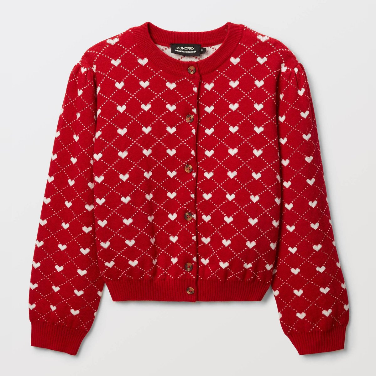 Cardigan tricot jacquard contenant du coton velours, MONOPRIX