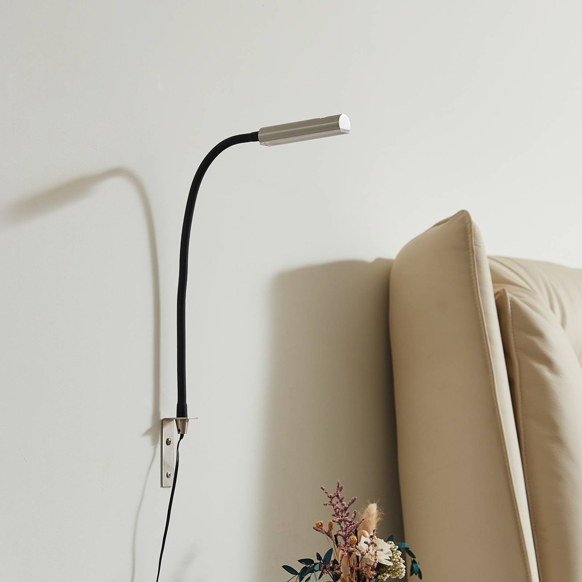 Applique en métalLED, Flexola nickel, noir, LINDBY
