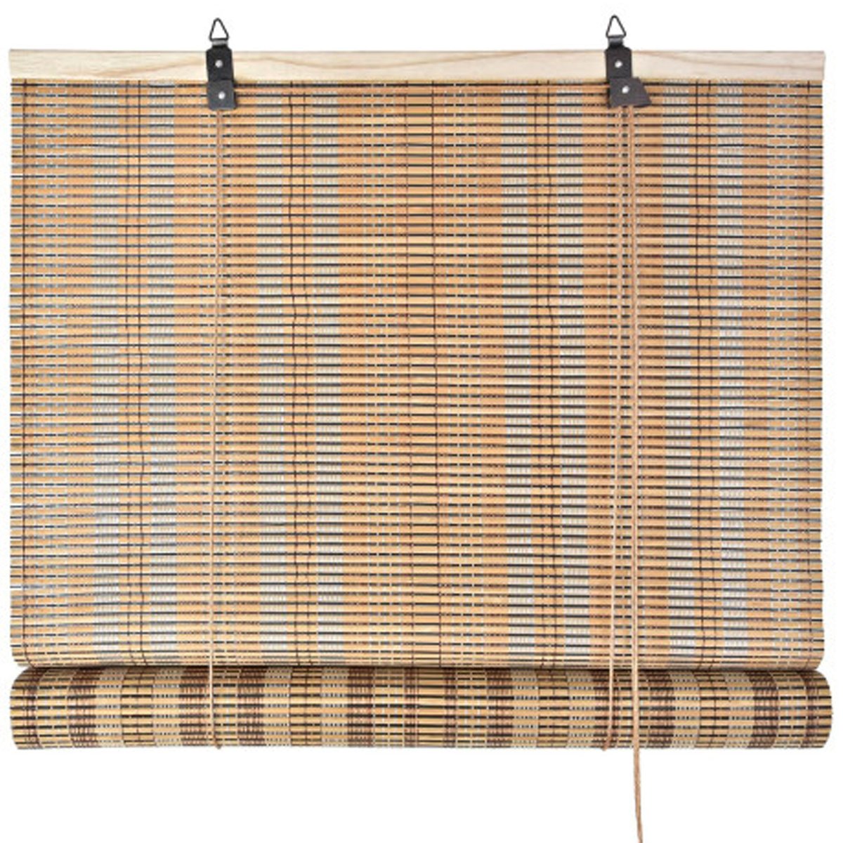 Store enrouleur pour intérieur bicolore en bambou 60x3x175cm bois, WADIGA