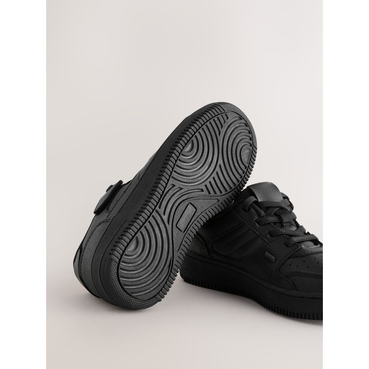 Chaussures en cuir à scratch noir, NEXT
