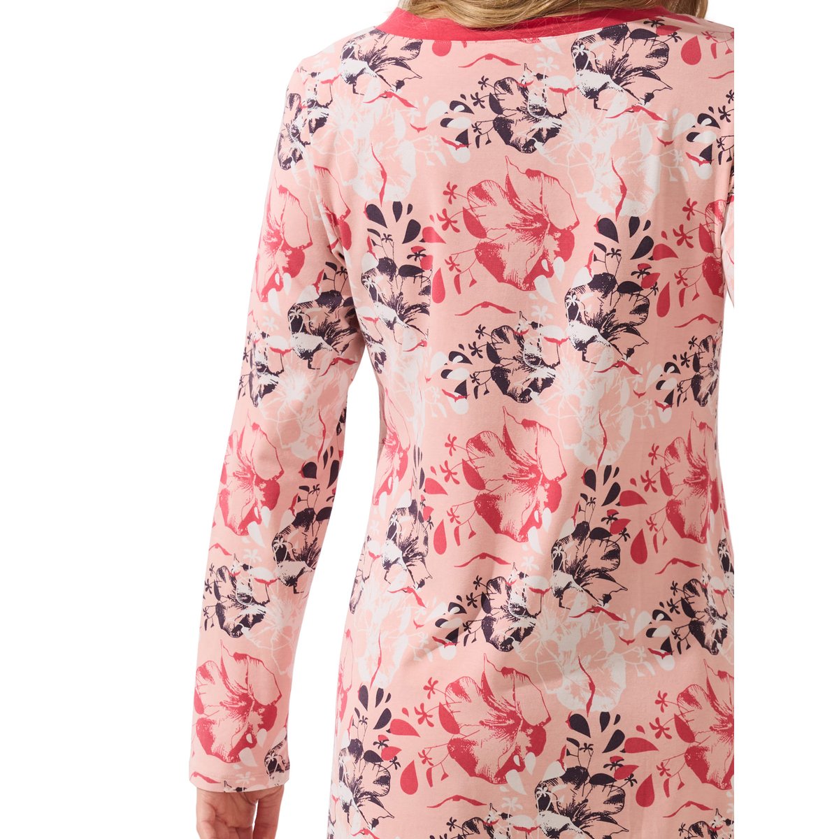 Chemise de nuit manches longues Ocean corail, LISCA