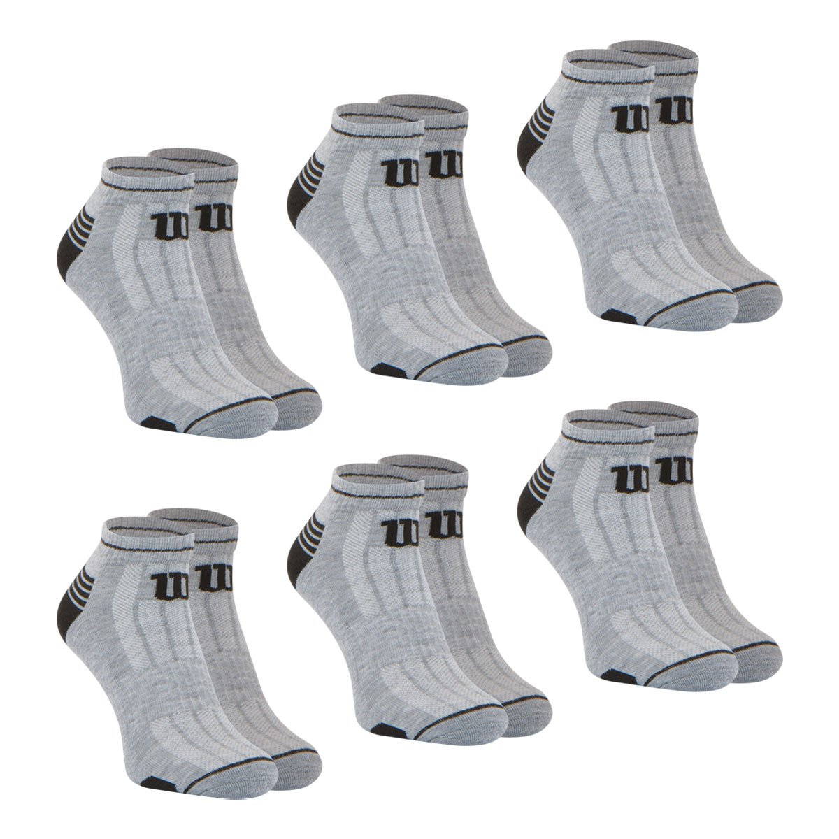 Chaussettes basses, lot de 6 paires gris, WILSON