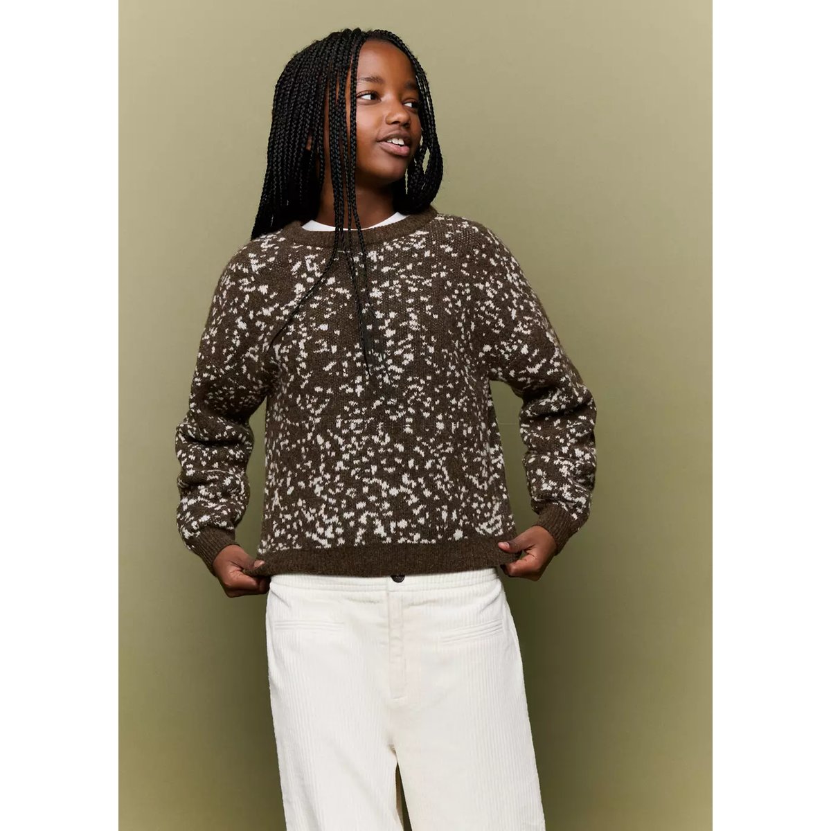 Pull-over en imprimé animal marron moyen, MANGO KIDS