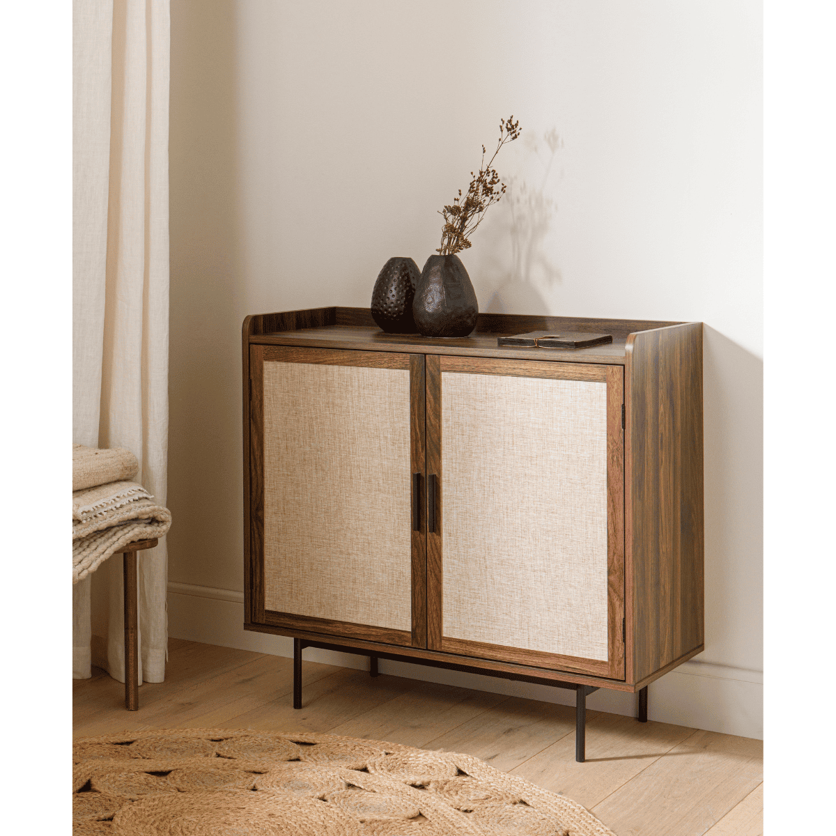 Buffet 2 portes décor noyer JETSON bois foncé, CALICOSY