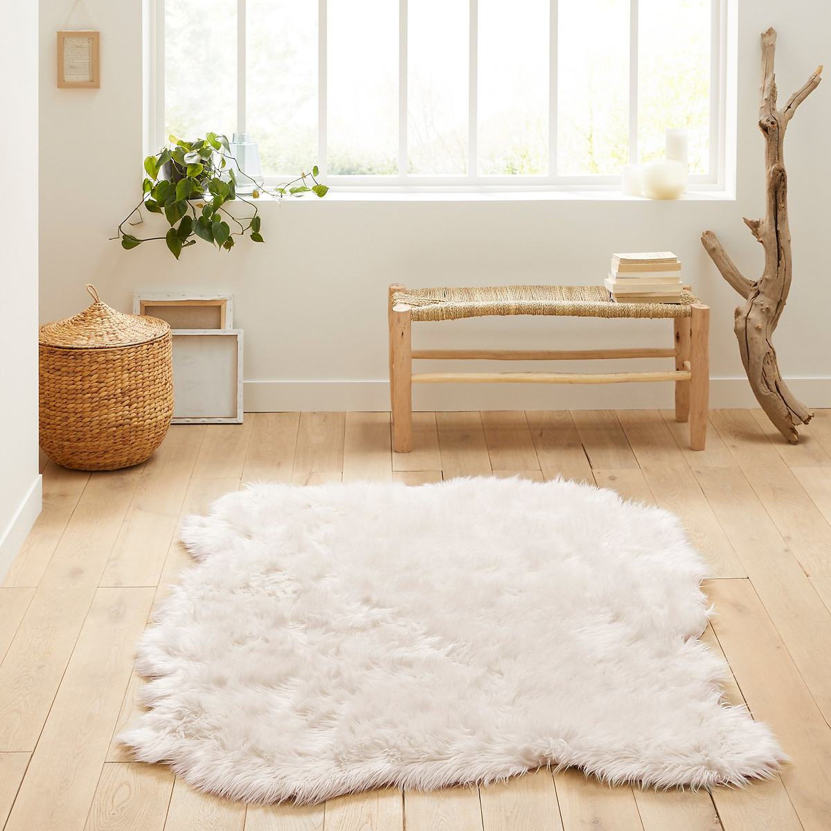 Tapis imitation fourrure, Livio, 135 x 190 cm blanc, LA REDOUTE INTERIEURS