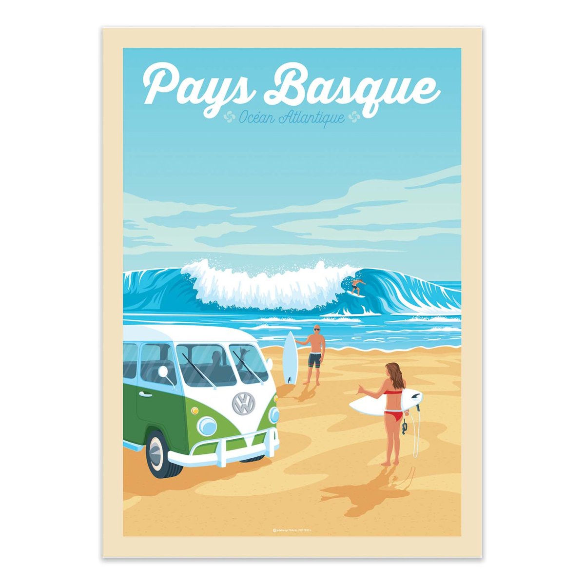 Affiche d'art - Pays Basque Van Surf - Olahoop Travel Posters couleur unique, WALL EDITIONS