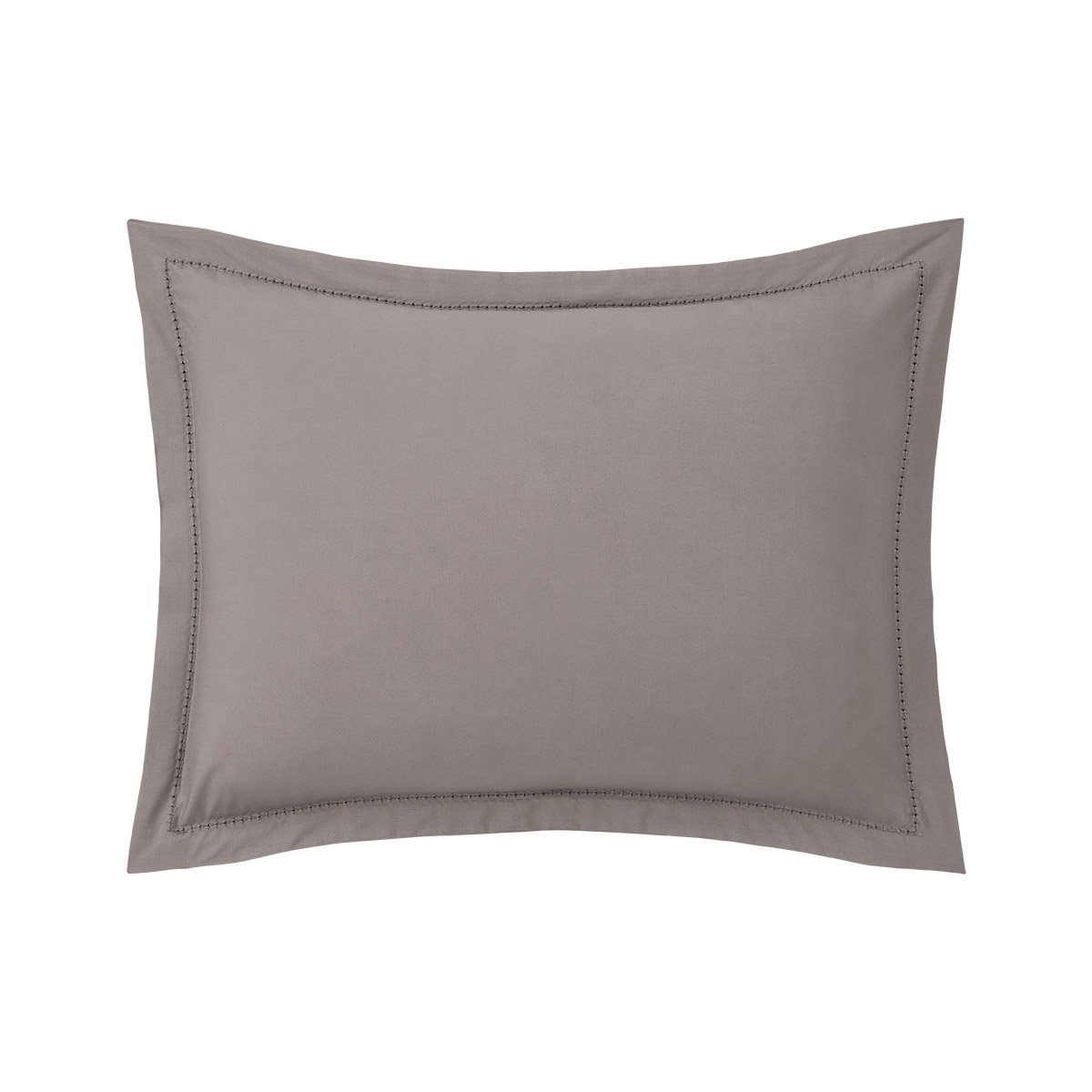 Taie d'oreiller en percale de coton gris, ALCOVE ardoise, DESFORGES