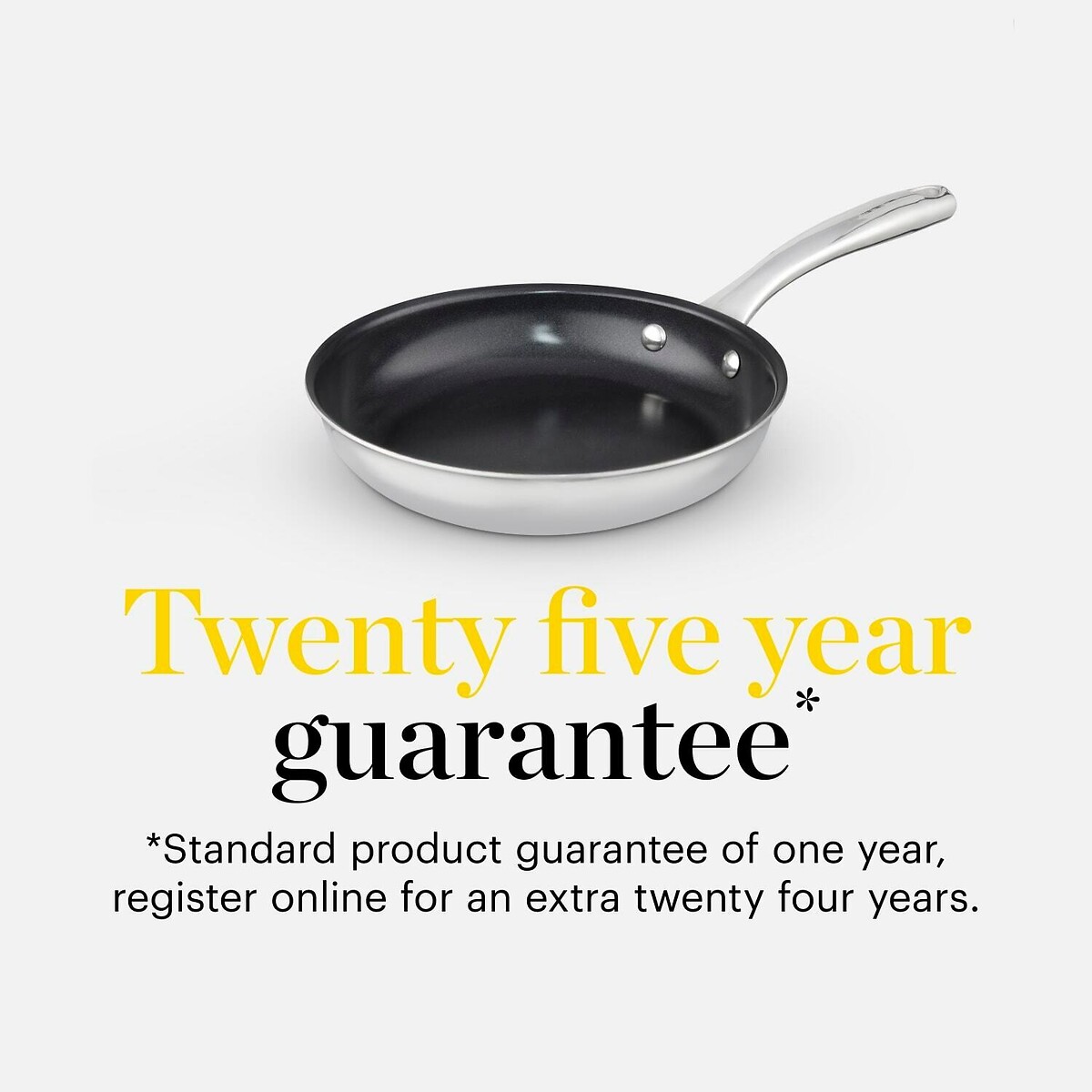 24cm Tri-Ply Frying Pan silver-coloured, GOOD FOOD BY TOWER