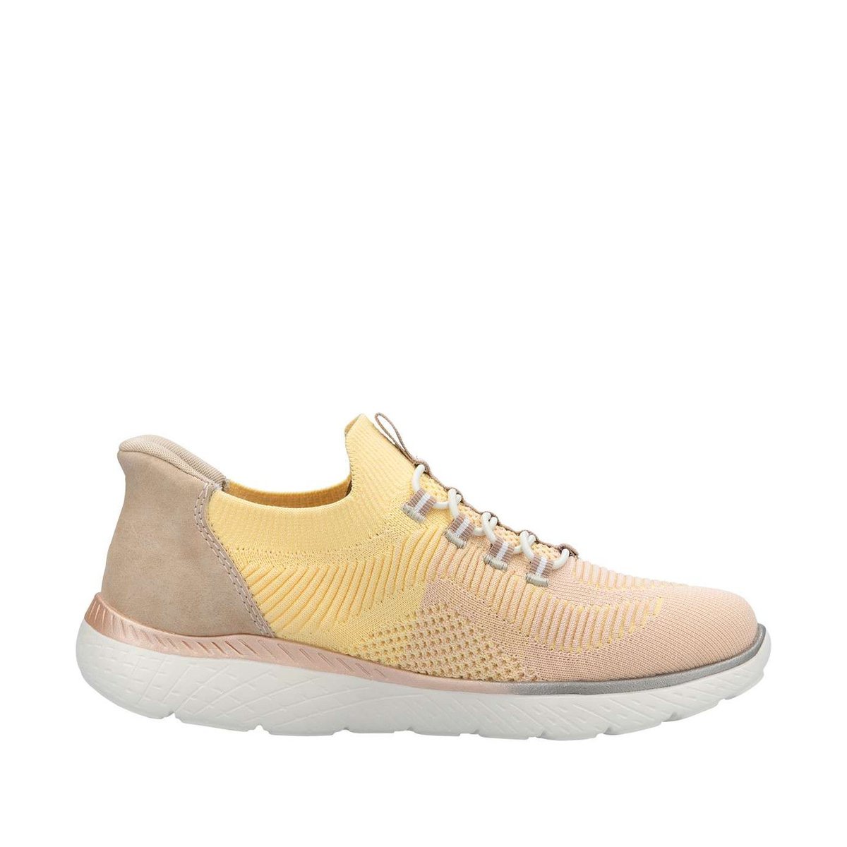 Baskets running jaune à talon plat avec une fermeture slip-on jaune, RIEKER