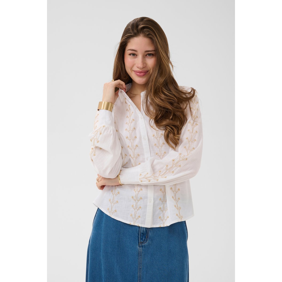 Chemise à manches longues blanc snow white, CREAM